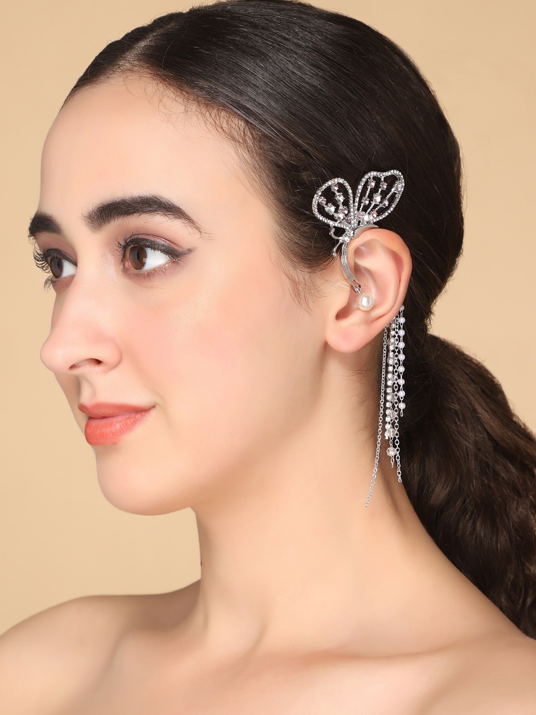 

AQUASTREET Silver-Plated Classic Ear Cuff, White