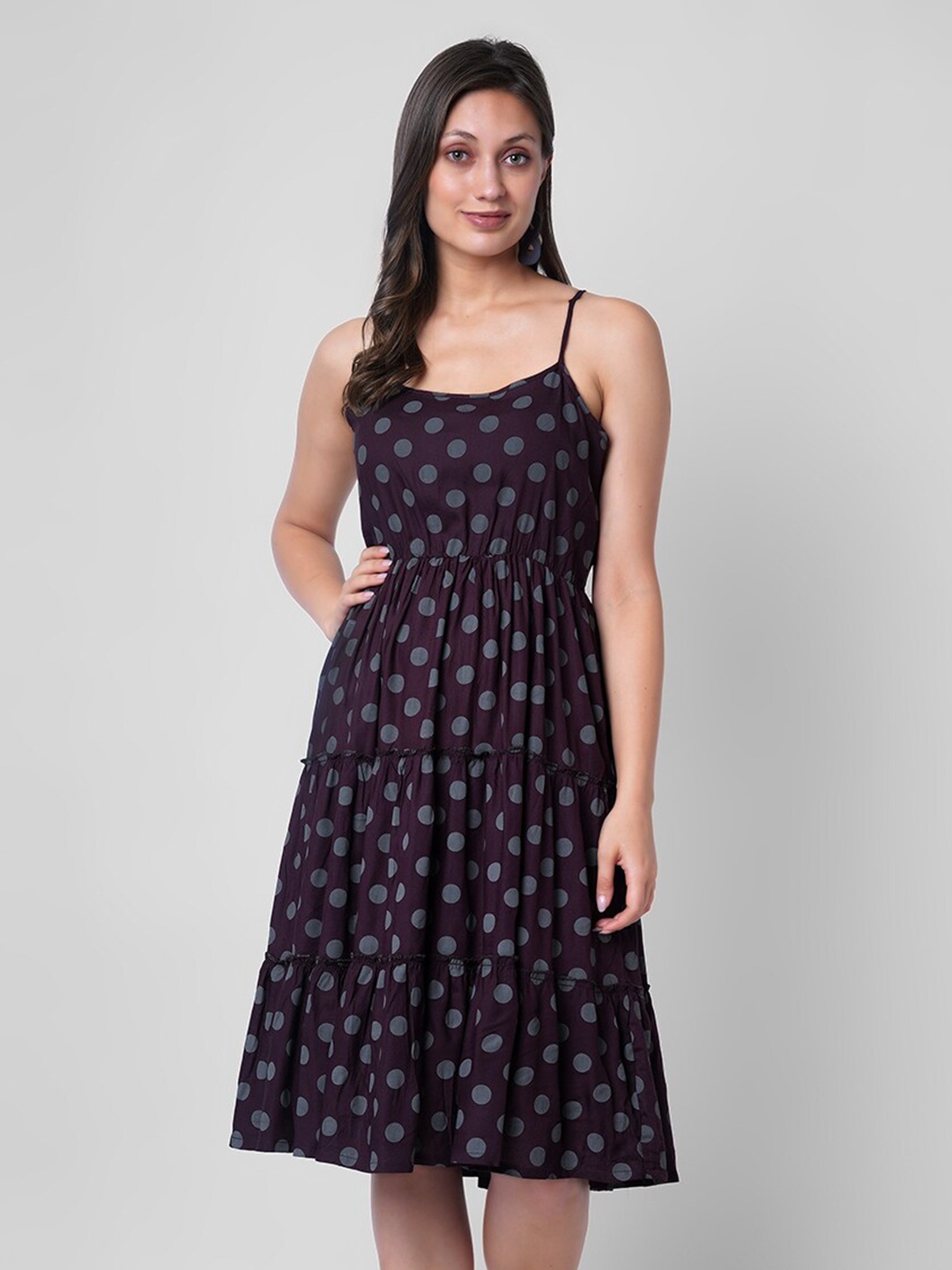 

VASANT APPAREL Polka Dot Print Fit & Flare Dress, Purple