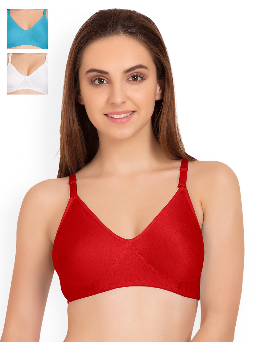 

Tweens Pack of 3 Full Coverage T-shirt Bras TW9253, Red