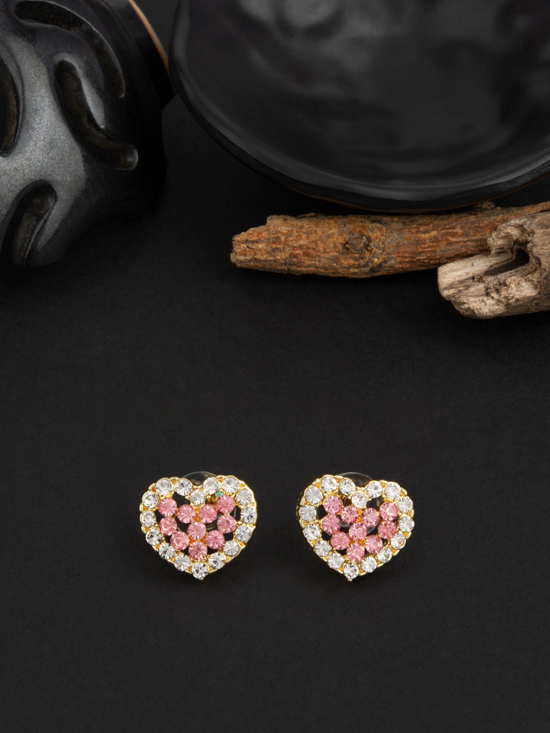 

E2O Gold-Plated Contemporary Studs Earrings, Pink