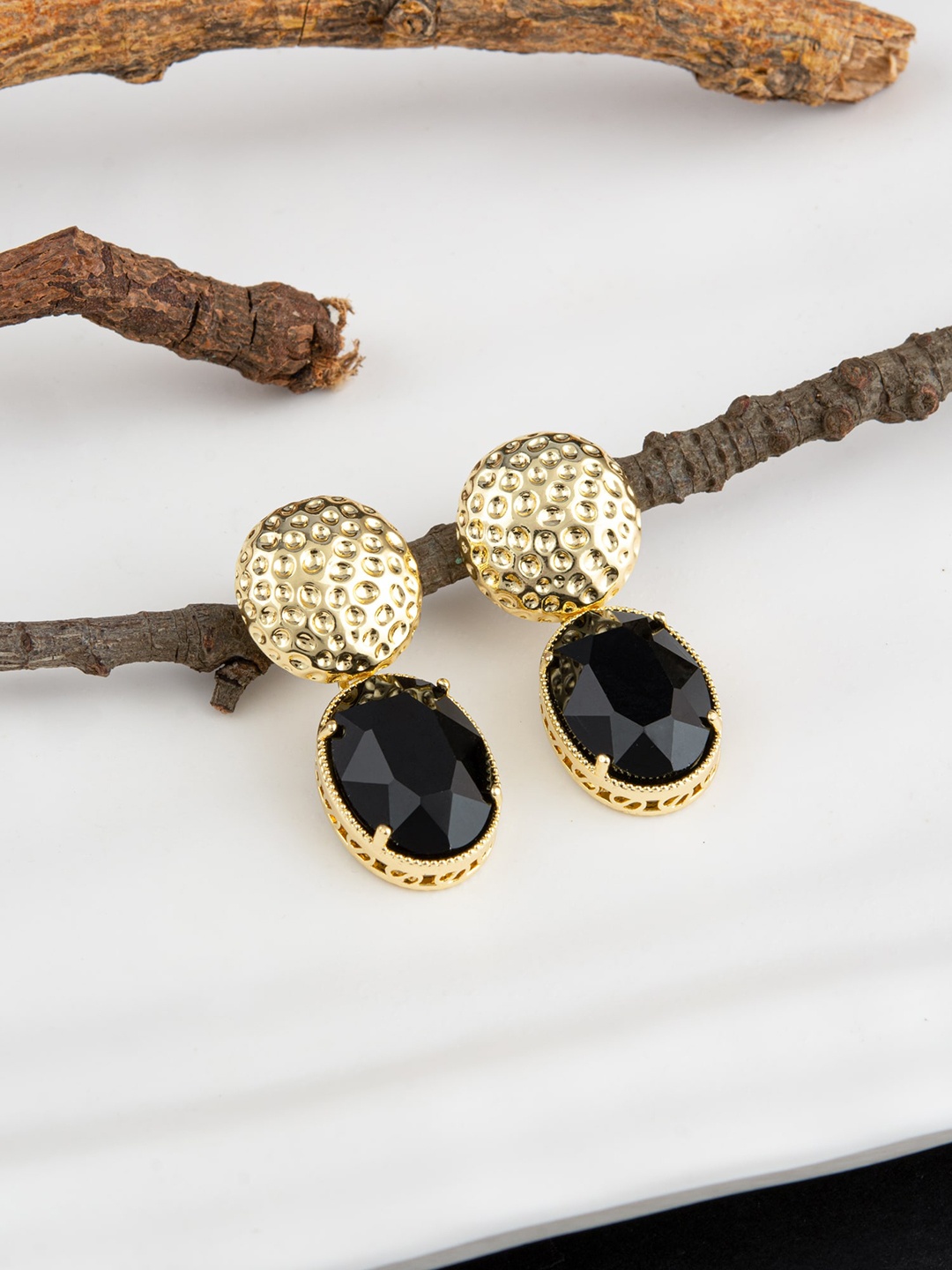 

E2O Gold-Plated Oval Drop Earrings