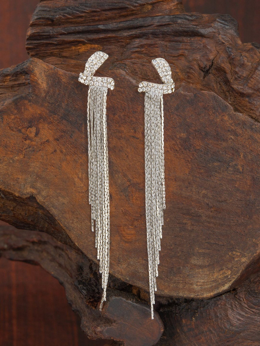 

E2O Silver-Plated Contemporary Layered Drop Earrings