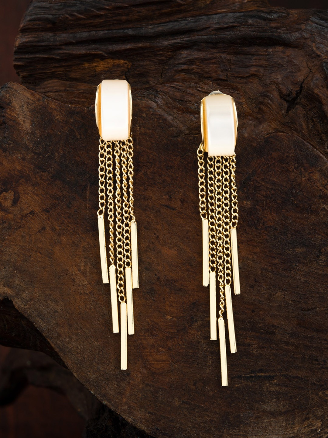 

E2O Gold-Plated Contemporary Tasselled Drop Earrings