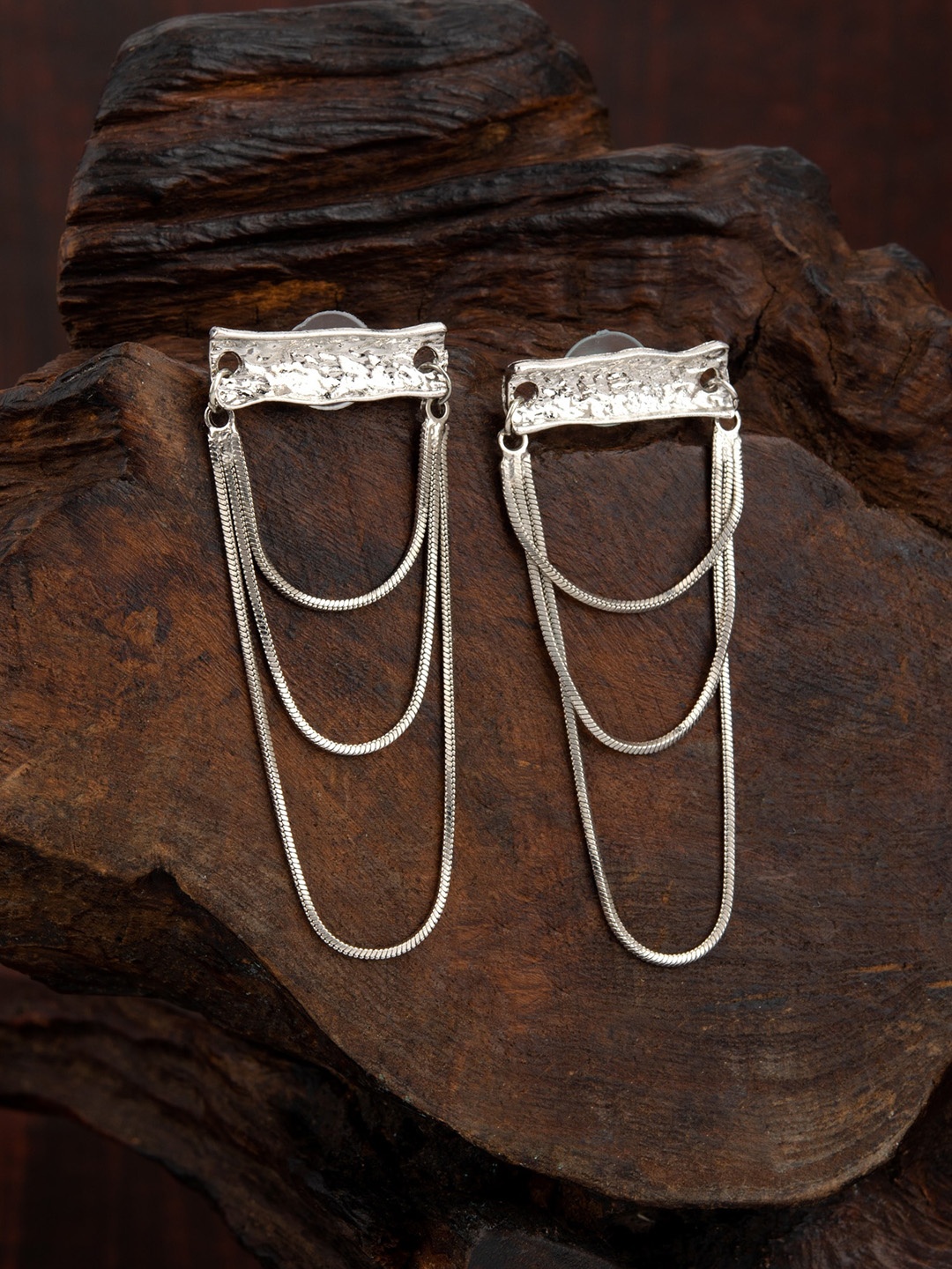 

E2O Silver-Plated Contemporary Drop Earrings