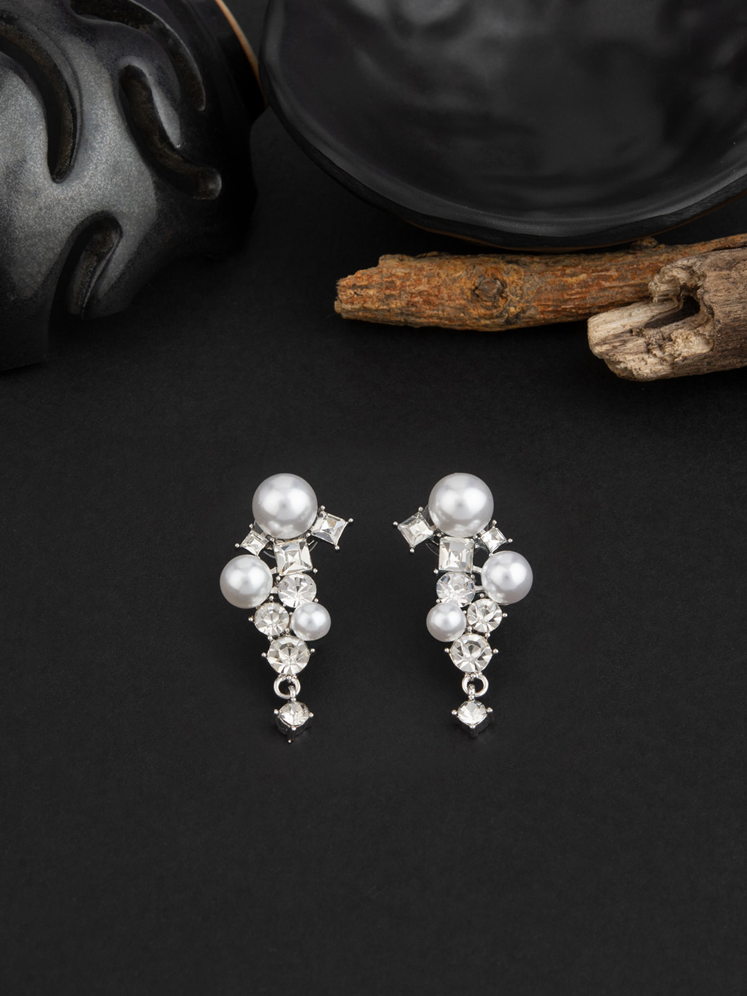 

E2O Silver-Plated Contemporary Drop Earrings