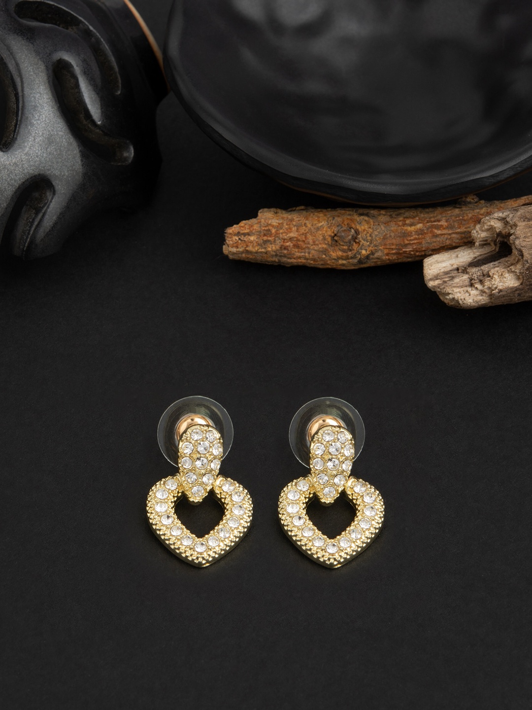 

E2O Gold-Plated Heart Shaped Drop Earrings