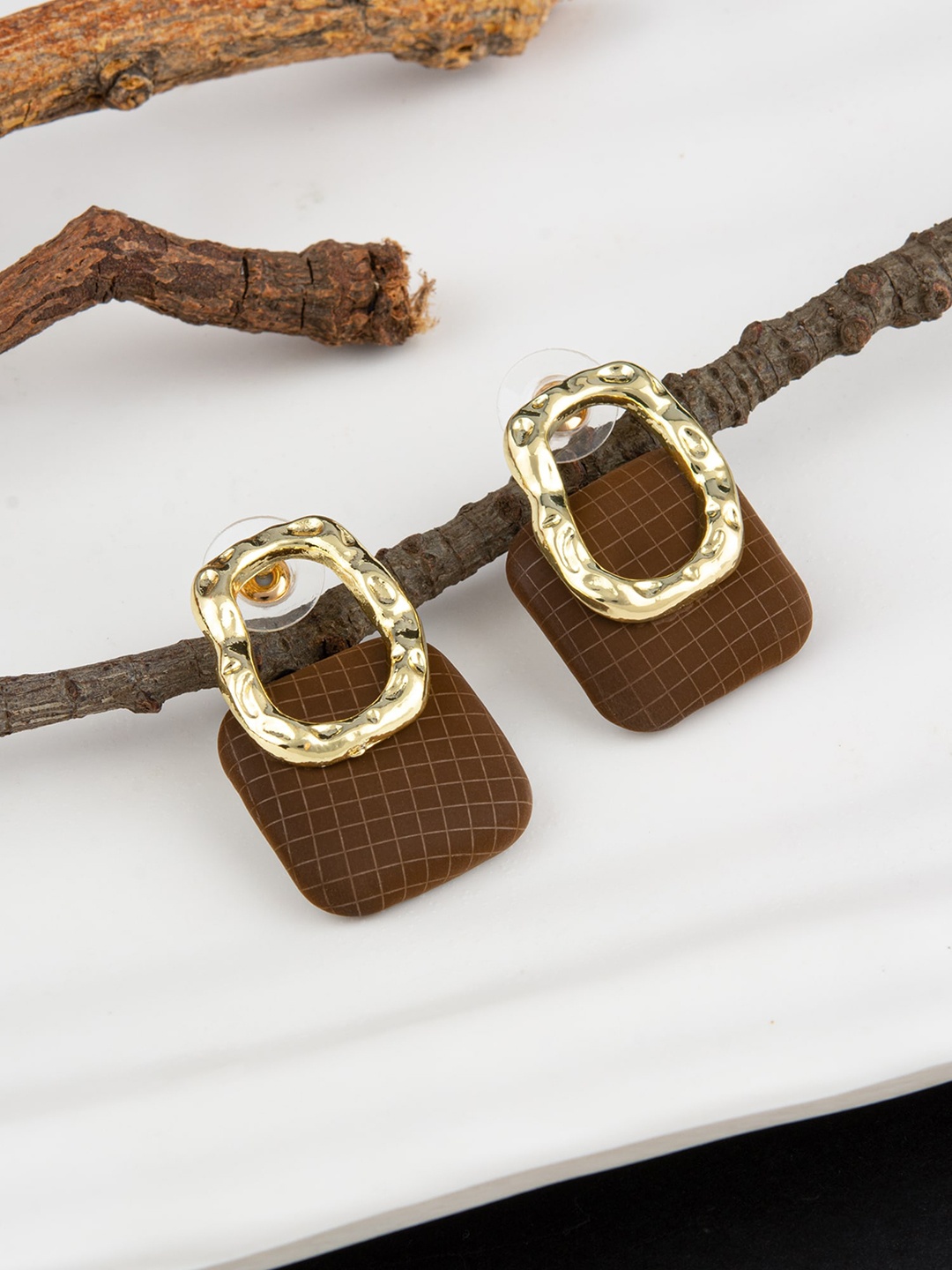 

E2O Gold-Plated Square Drop Earrings