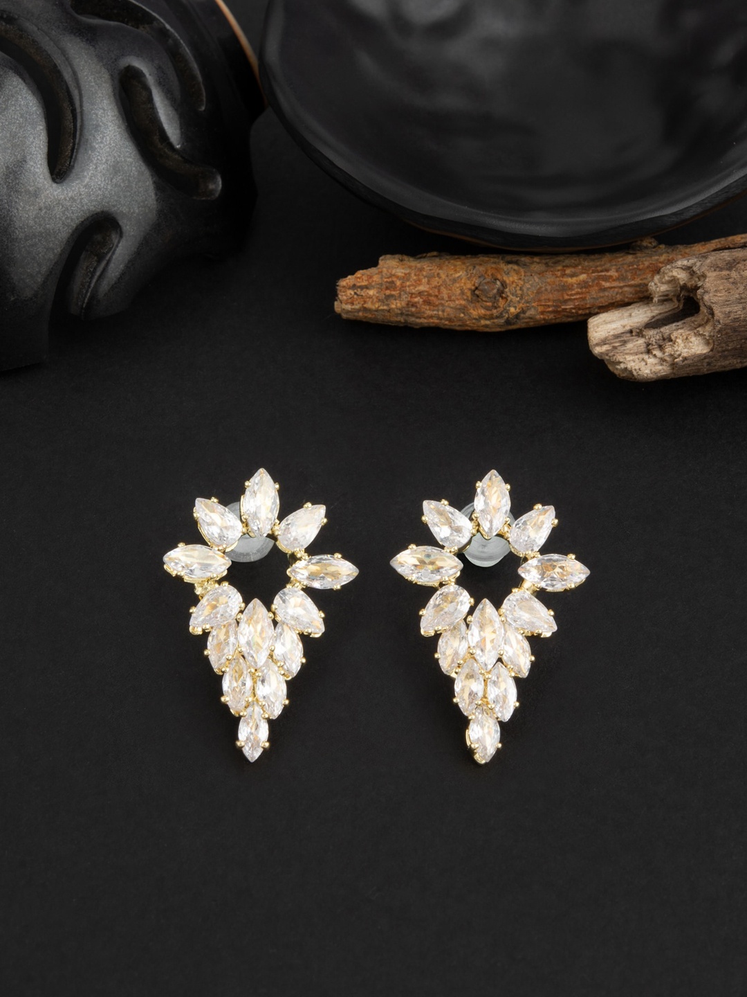 

E2O Gold-Plated Contemporary Drop Earrings, Silver