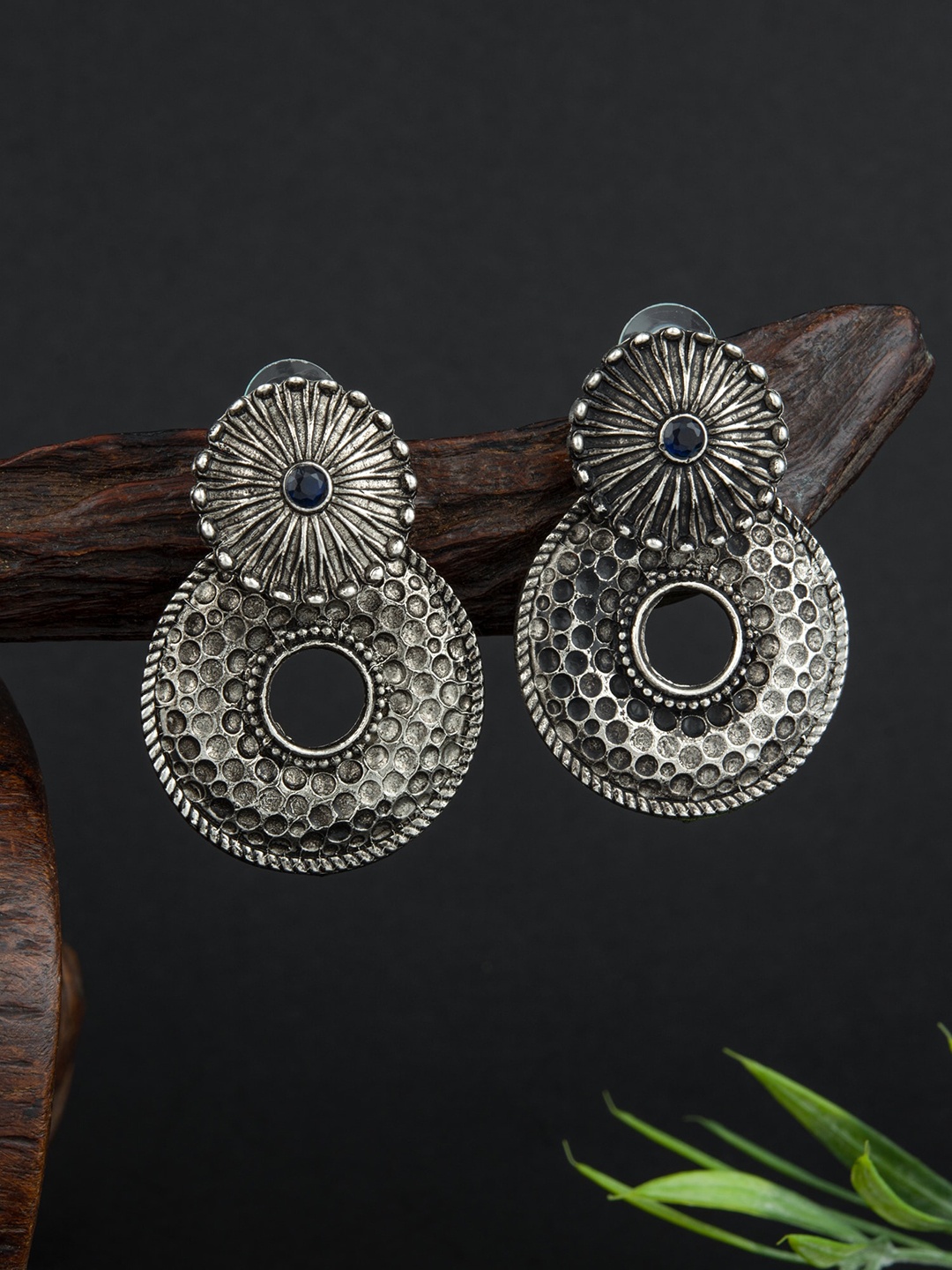 

E2O Brass-Plated Contemporary Drop Earrings, Silver