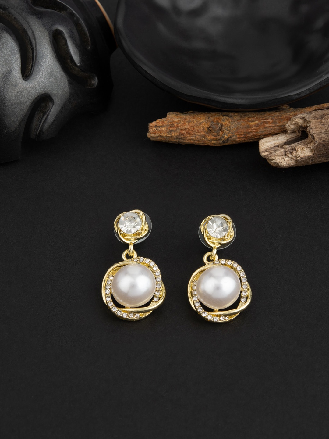 

E2O Gold-Plated Beads Contemporary Drop Earrings