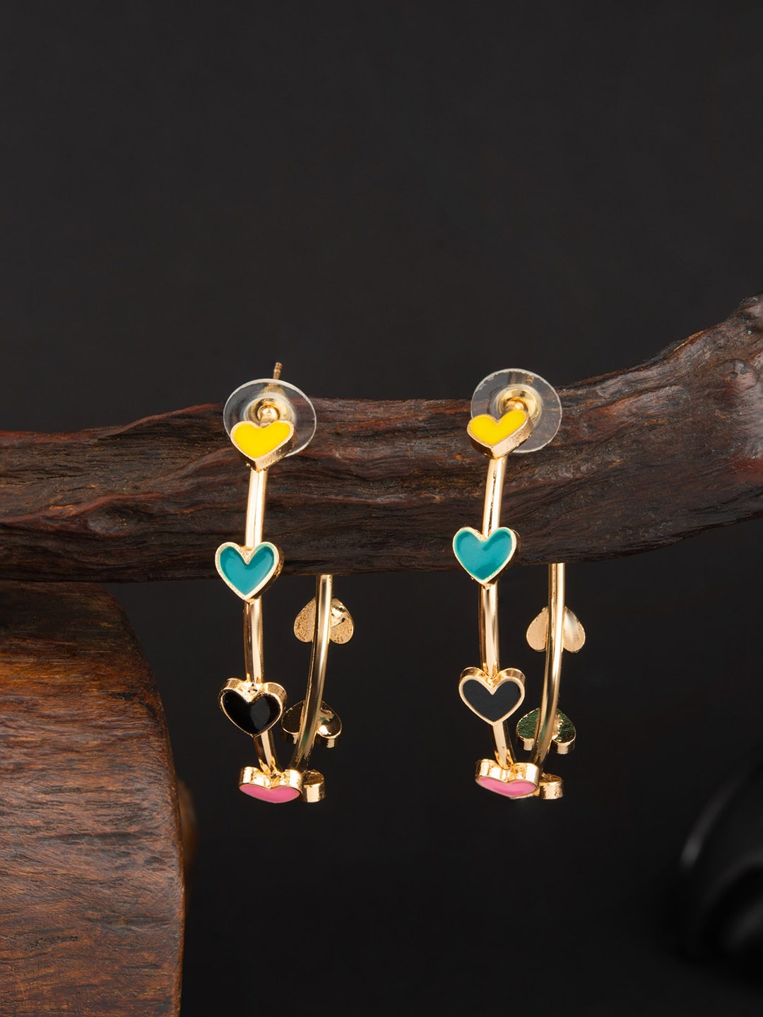

E2O Gold-Plated Circular Hoop Earrings, Blue