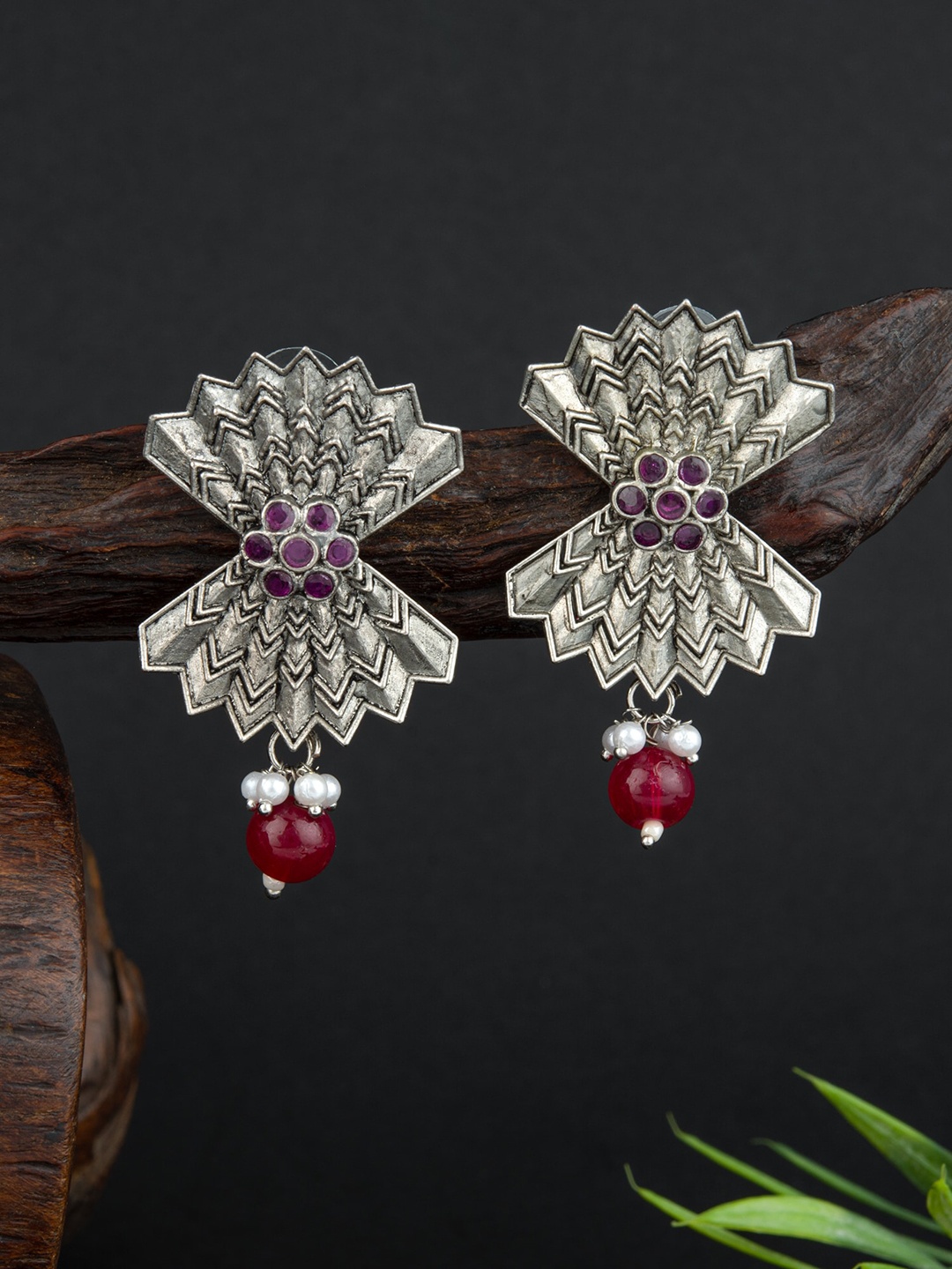 

E2O Brass-Plated Contemporary Drop Earrings, Silver