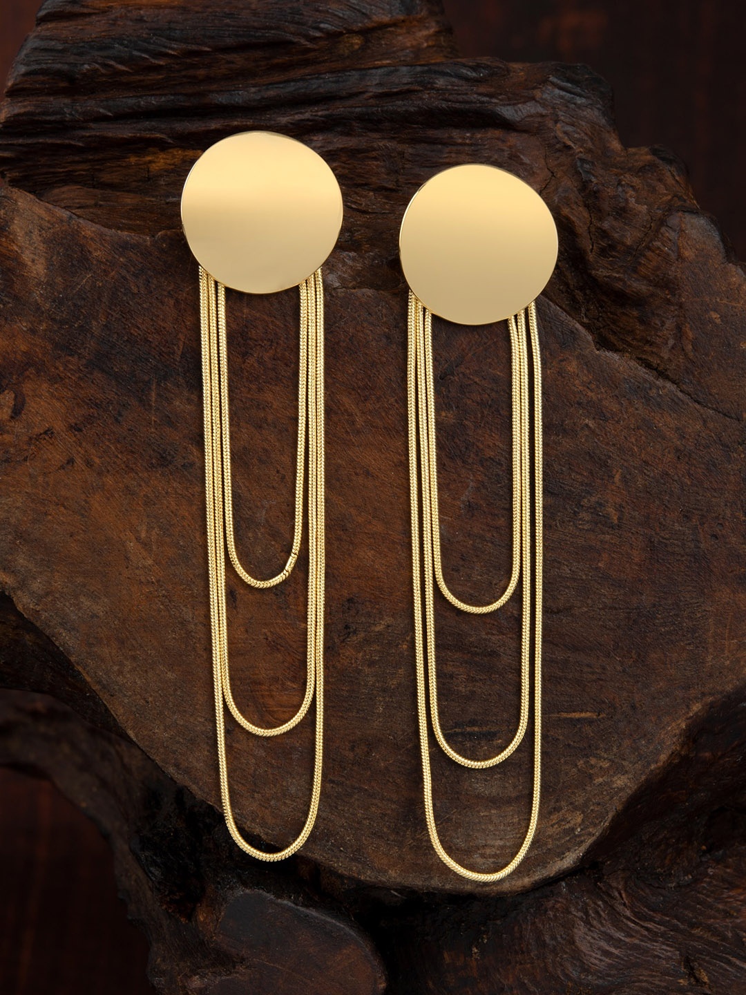 

E2O Gold-Plated Contemporary Layered Drop Earrings