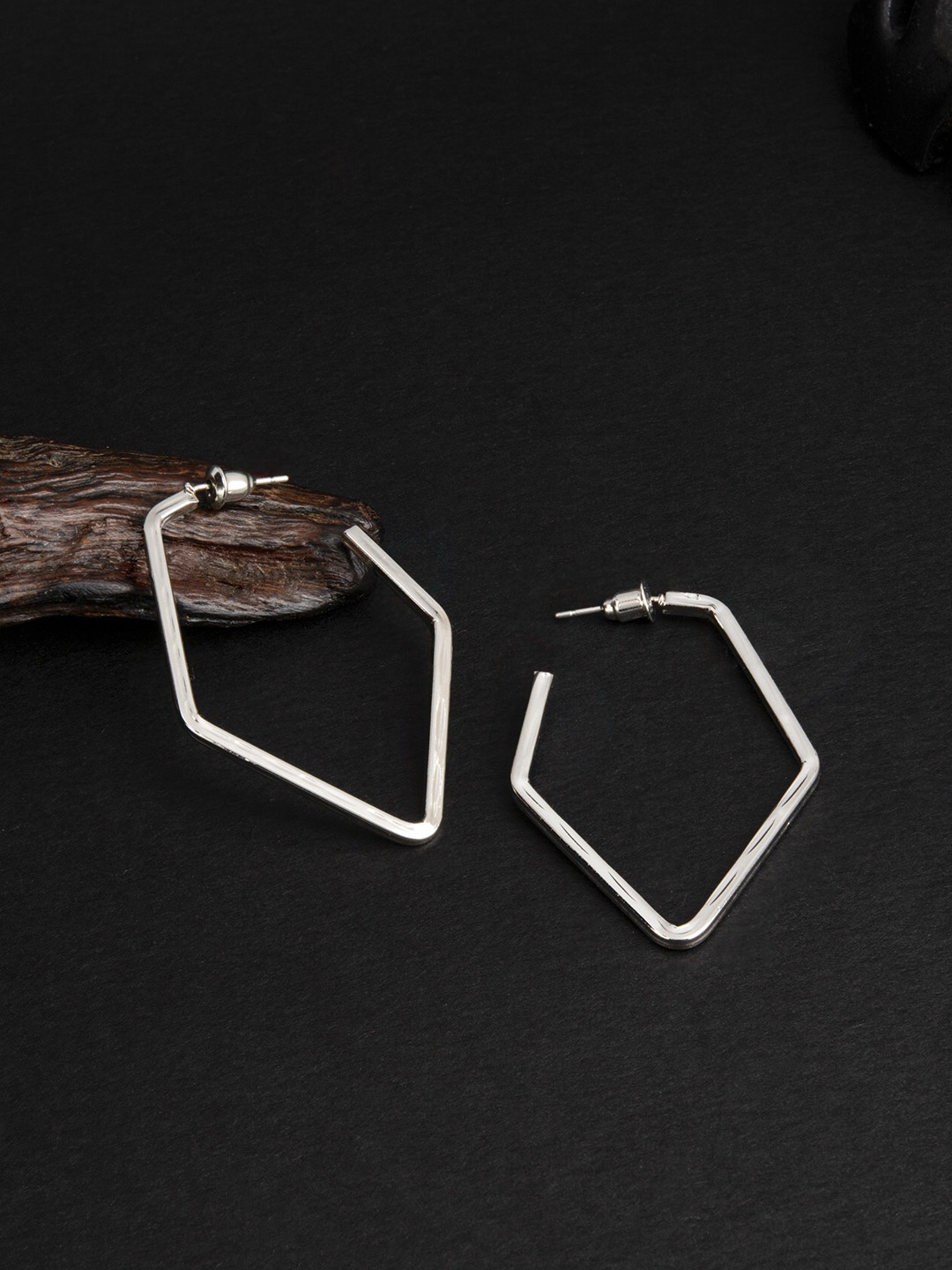 

E2O Silver-Plated Contemporary Hoop Earrings