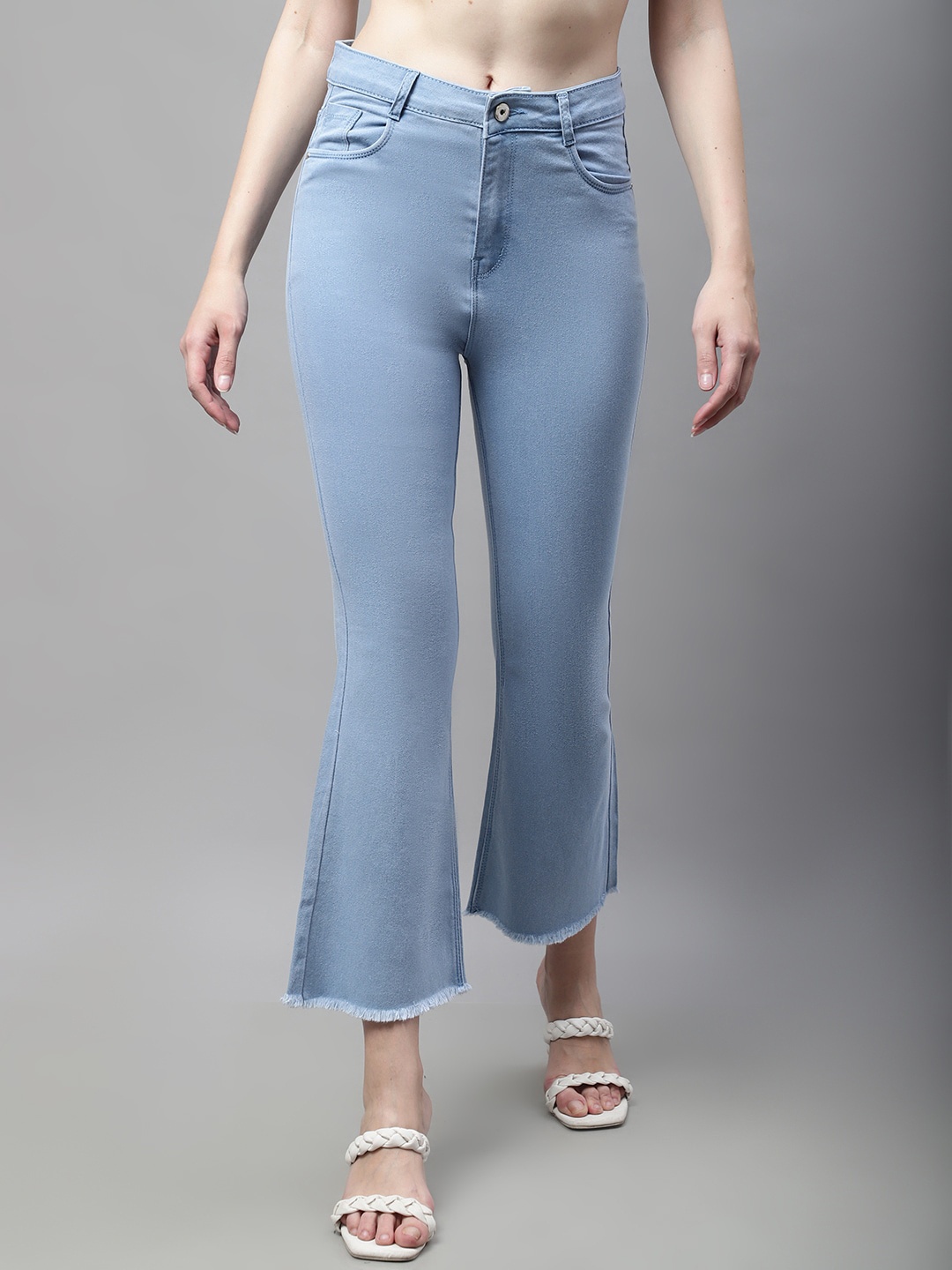 

ELLIS Women Mid-Rise Clean Look Stretchable Bootcut Jeans, Blue
