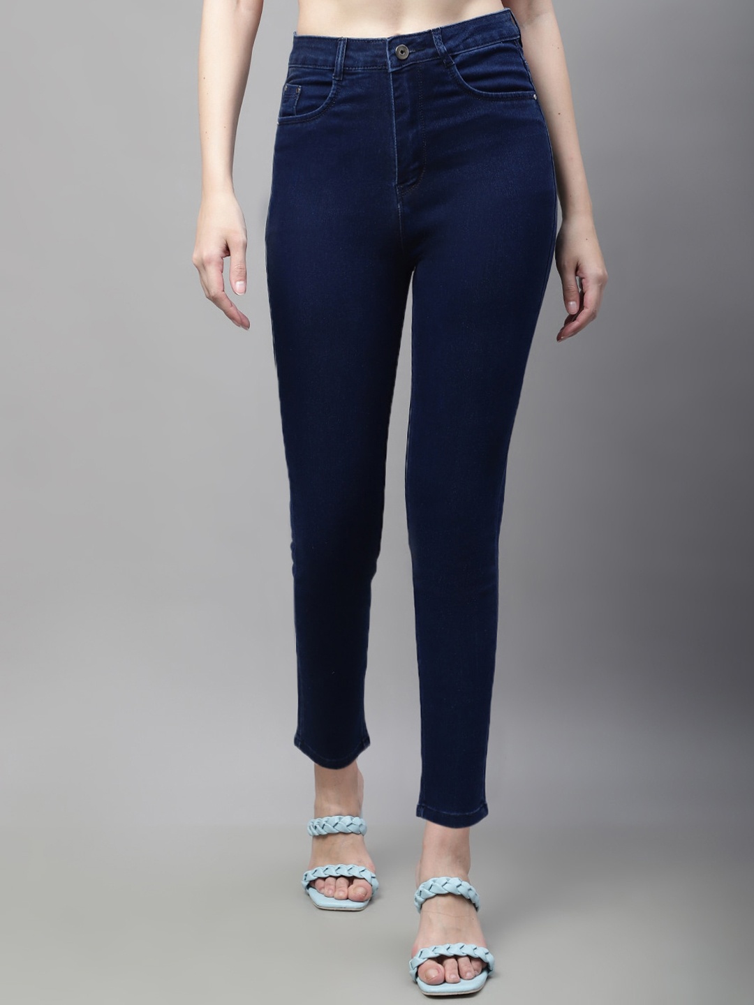 

ELLIS Women Mid-Rise Slim Fit Clean Look Stretchable Jeans, Blue