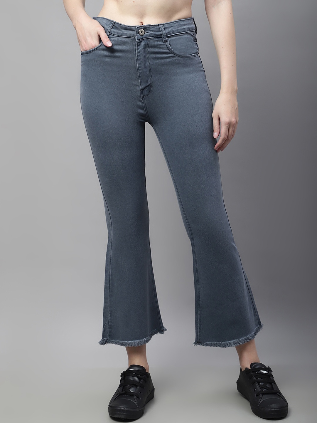 

ELLIS Women Bootcut Mid-Rise Stretchable Jeans, Grey