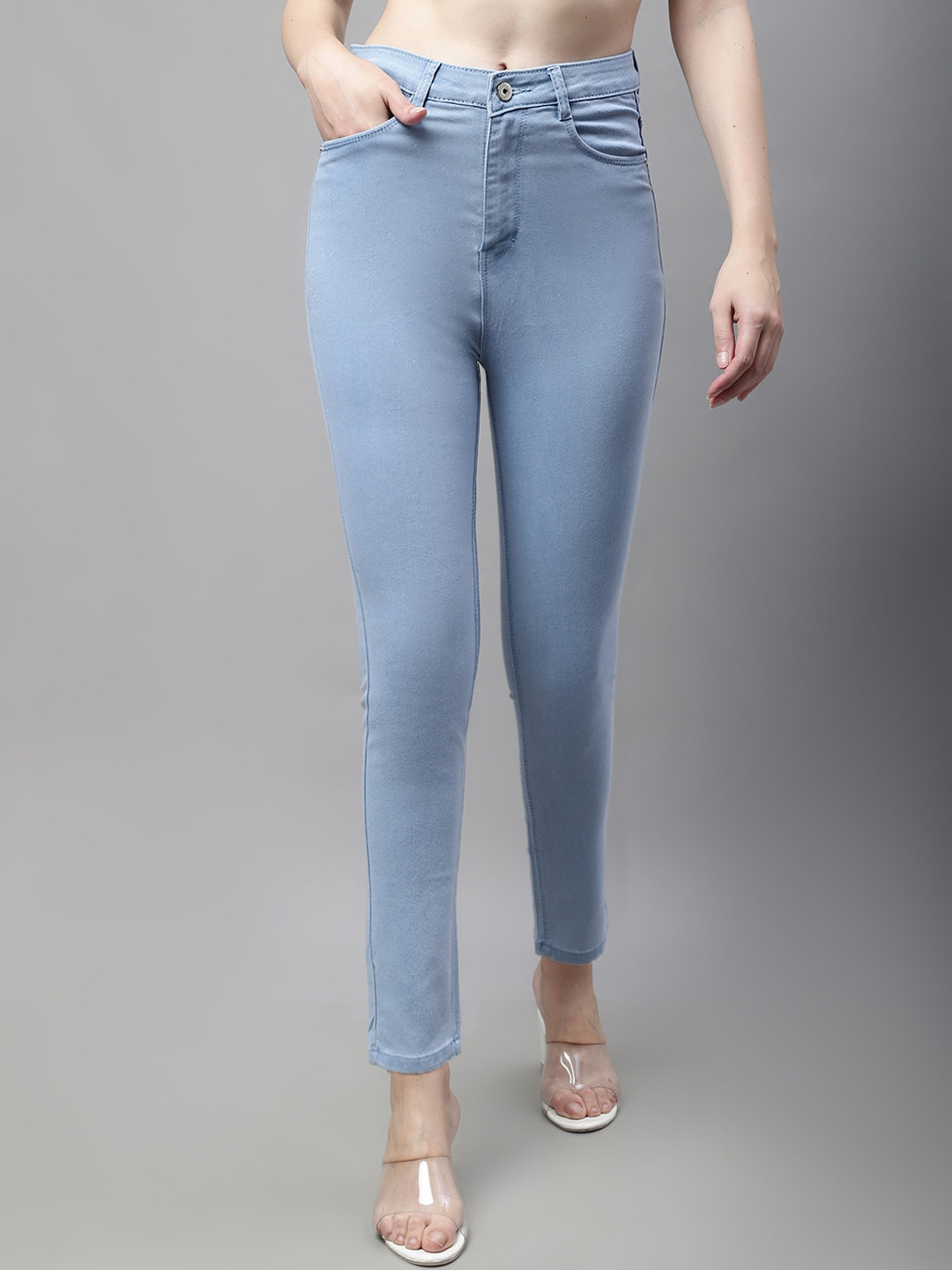 

ELLIS Women Mid-Rise Slim Fit Clean Look Stretchable Jeans, Blue