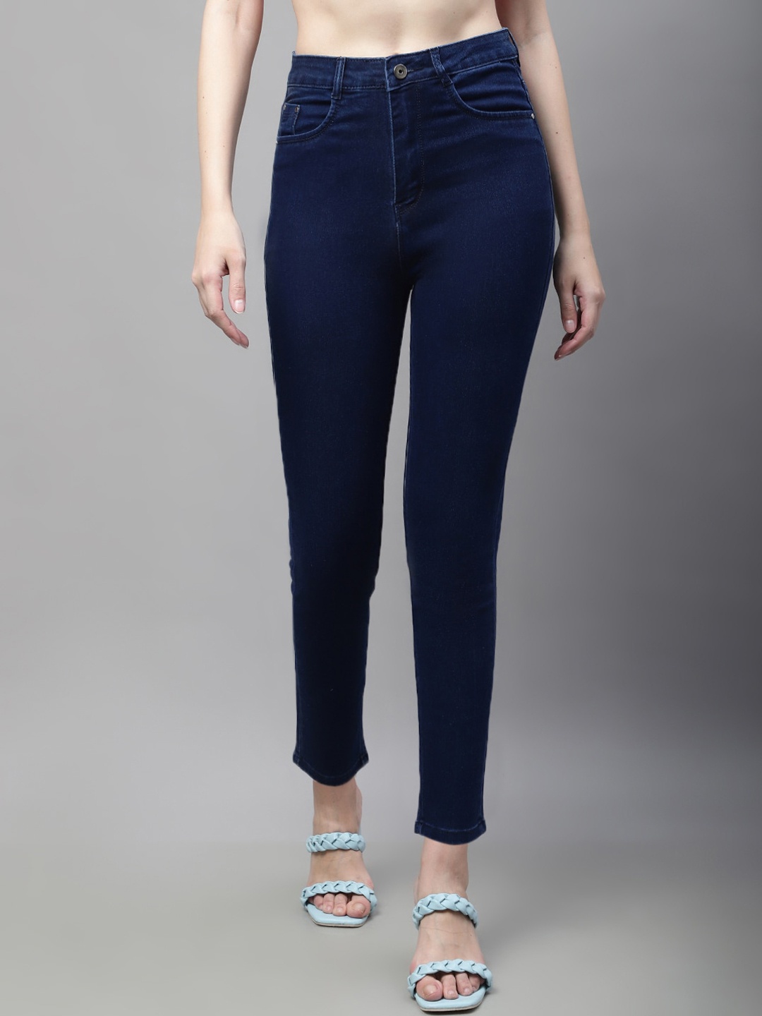 

ELLIS Women Mid-Rise Slim Fit Clean Look Stretchable Jeans, Blue