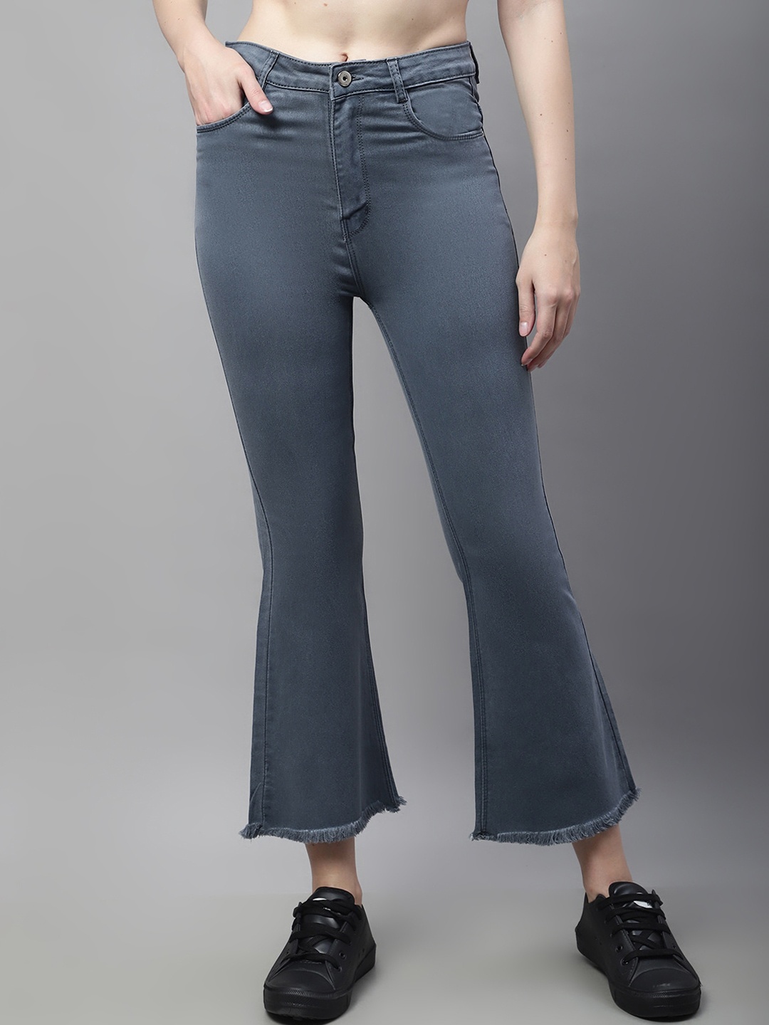 

ELLIS Women Bootcut Mid-Rise Stretchable Jeans, Grey