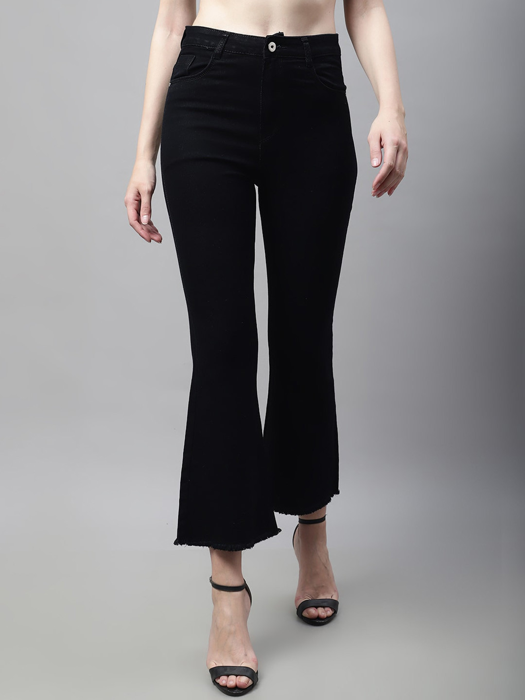 

ELLIS Women Mid-Rise Clean Look Stretchable Bootcut Jeans, Black
