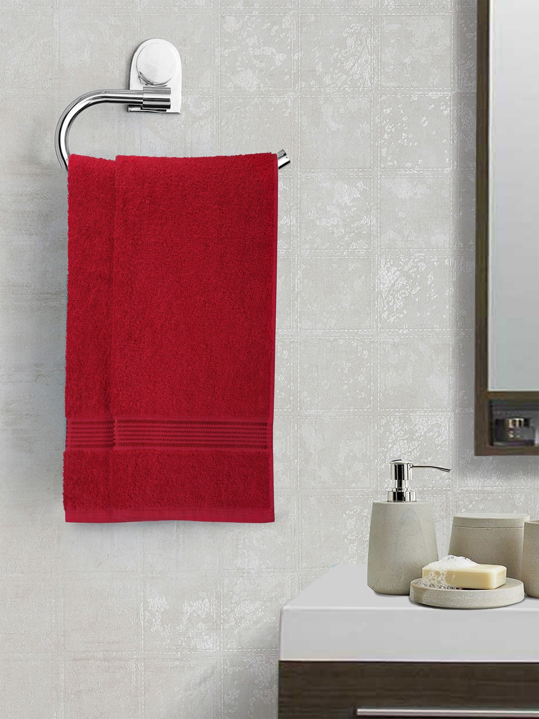 

BIANCA Lorena Set of 2 Cotton 380 GSM Hand Towels, Red