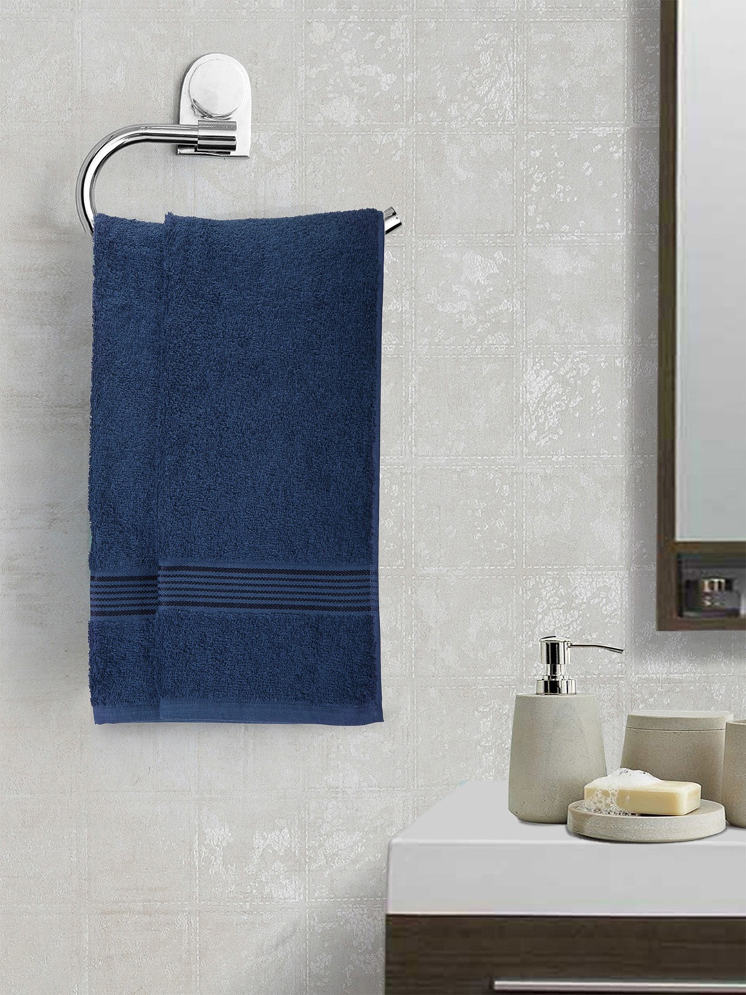 

BIANCA Lorena Set of 2 Cotton 380 GSM Hand Towels, Navy blue