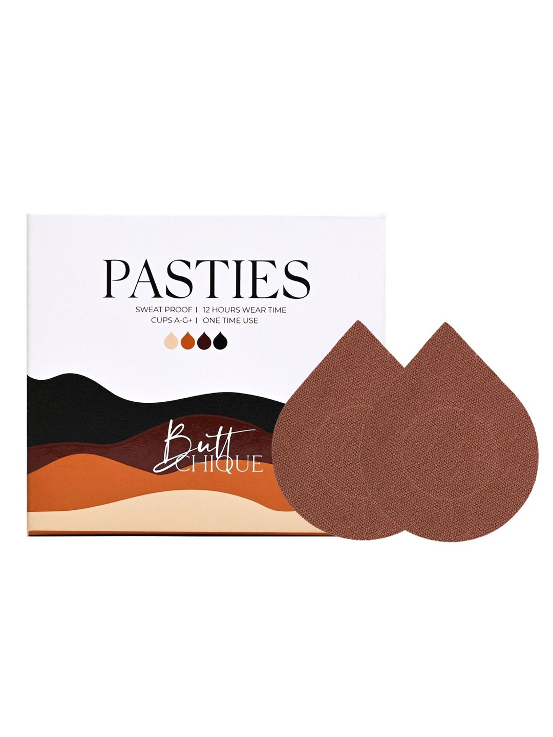 

Butt-Chique Set Of 4 Tan Brown Solid Sweat Proof Cotton Nipple Pasties