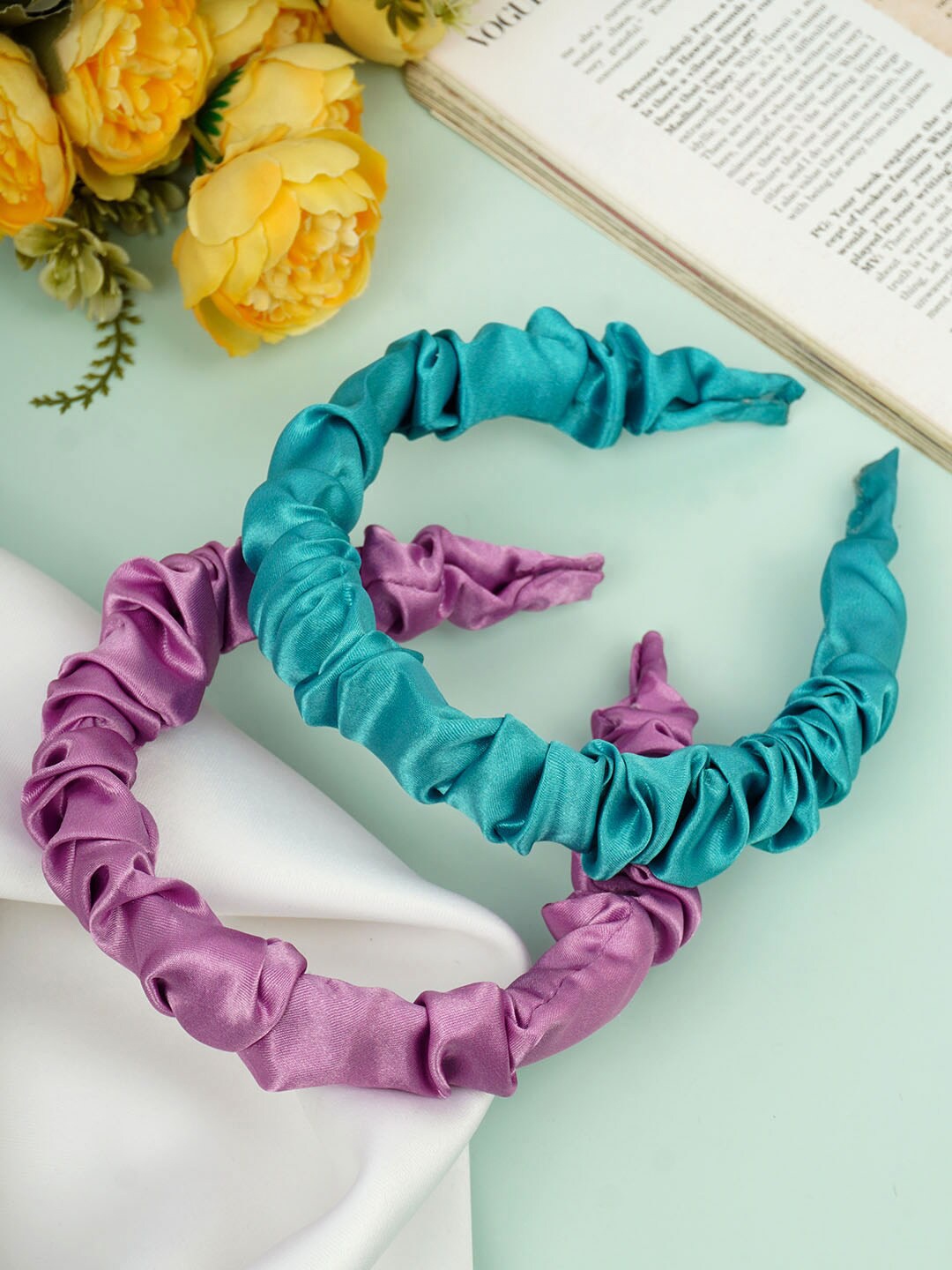 

Ferosh Women Set Of 2 Fabric Hairbands, Purple