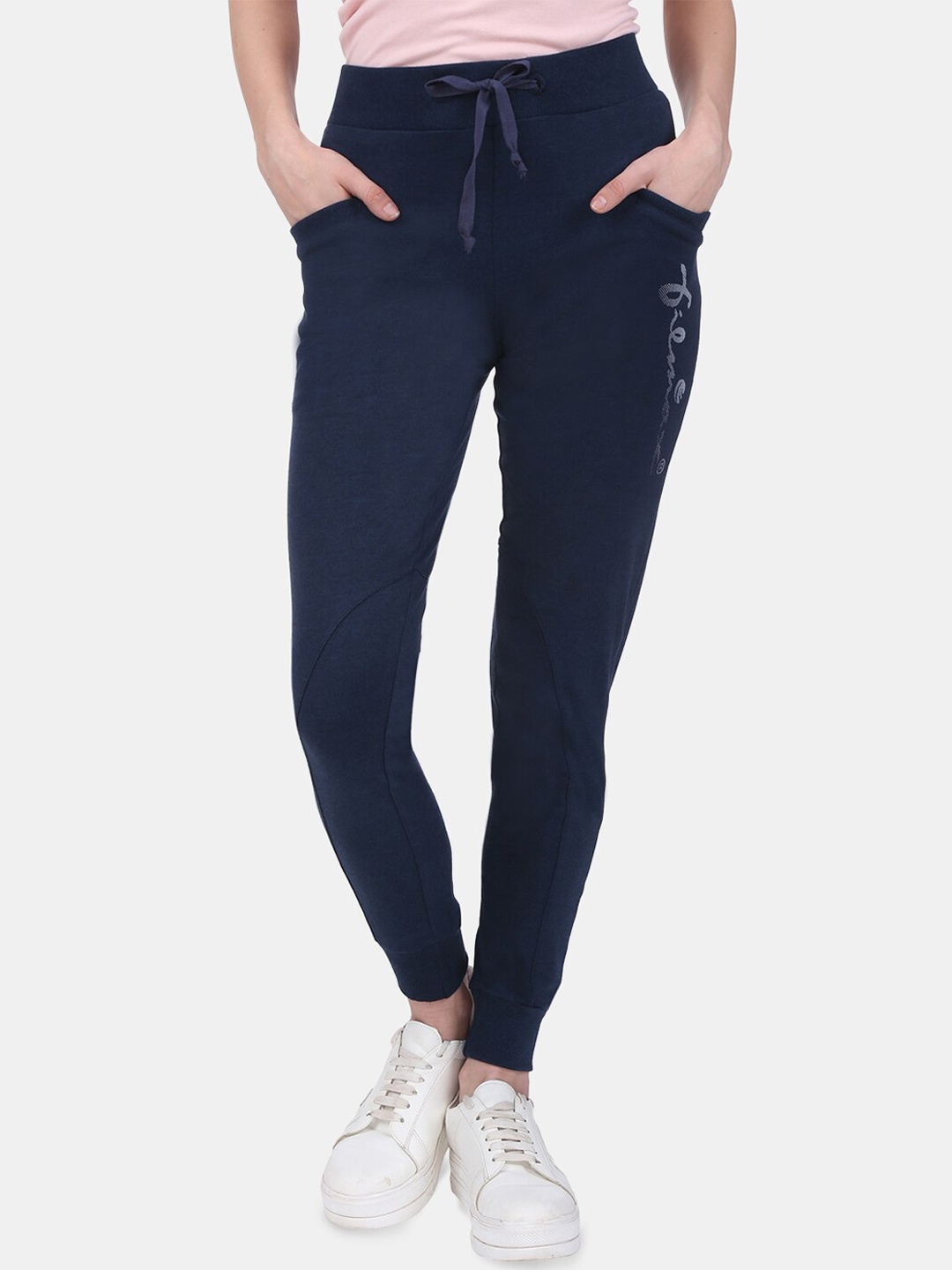 

FILMAX ORIGINALS Women Logo Printed Mid-Rise Joggers, Navy blue