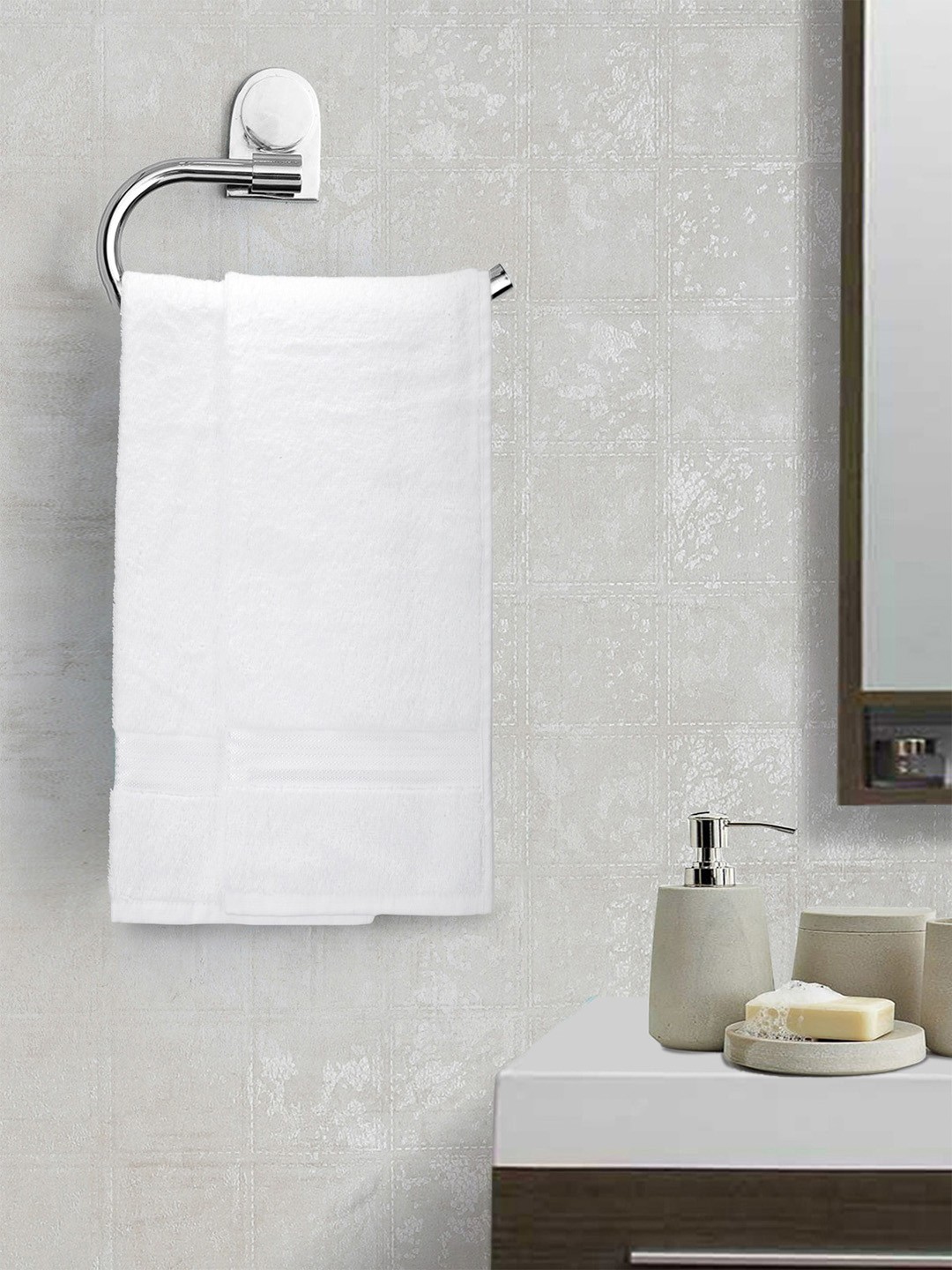 

BIANCA Lorena Set of 2 Cotton 380 GSM Hand Towels, White