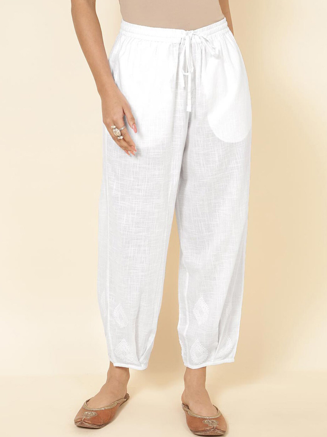

Fabindia Cotton Ankle Length Loose Fit Salwar, White