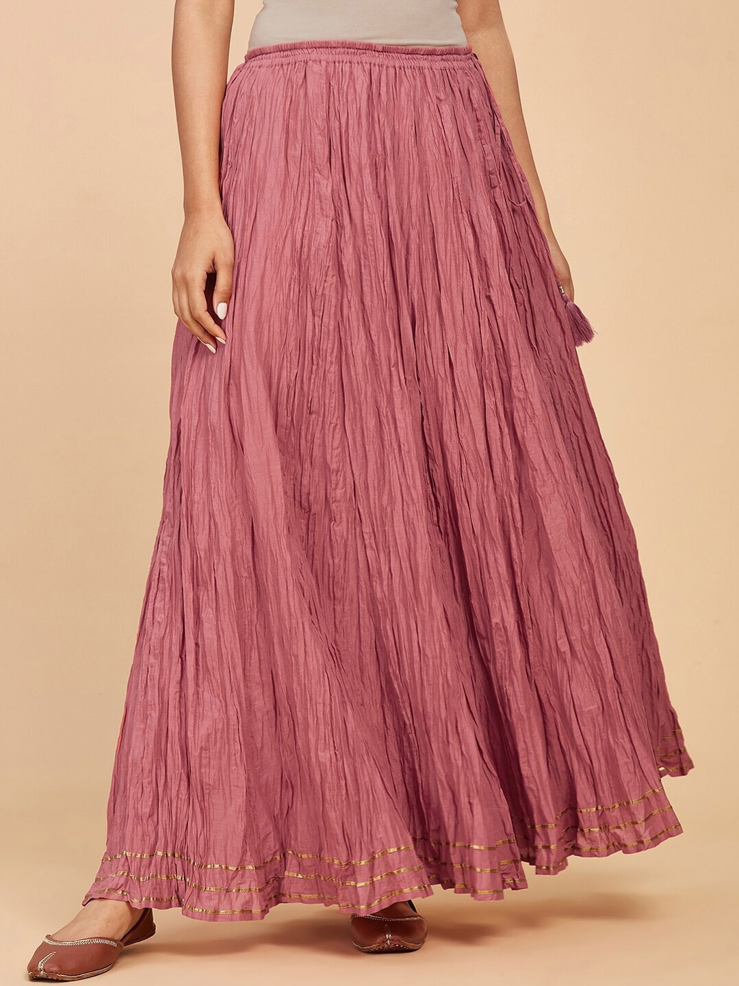 

Fabindia Cotton Maxi Flared Skirt, Pink