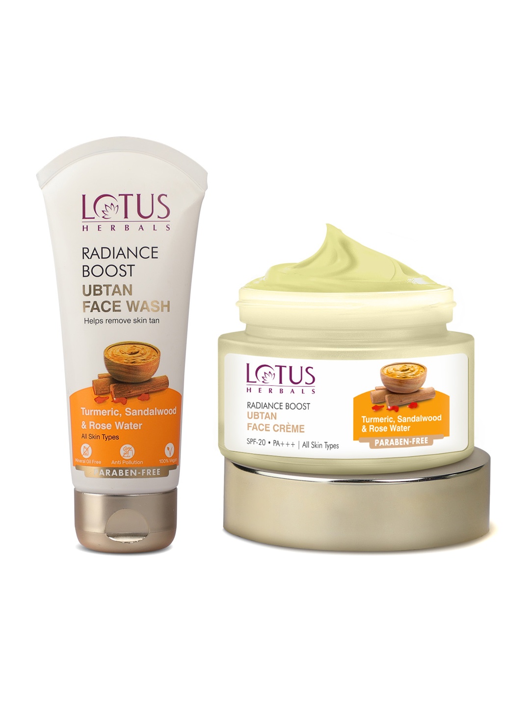 

Lotus Herbals Set of 2 Radiance Boost Ubtan Face Wash 100g & Face Creme 50g, Off white
