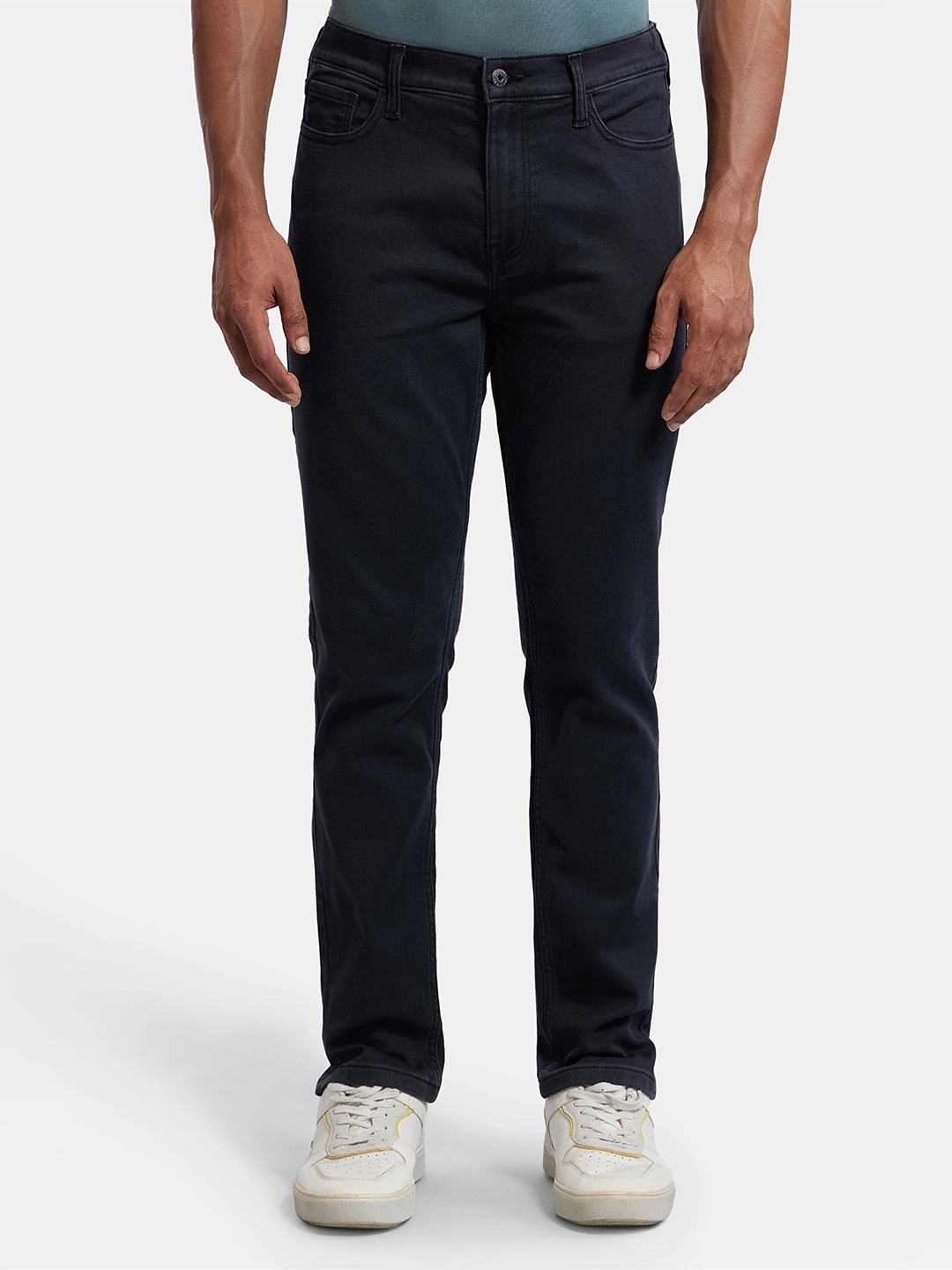 

Jockey Men Mid-Rise Slim Fit Clean Look Stretchable Combed Cotton Jeans, Black