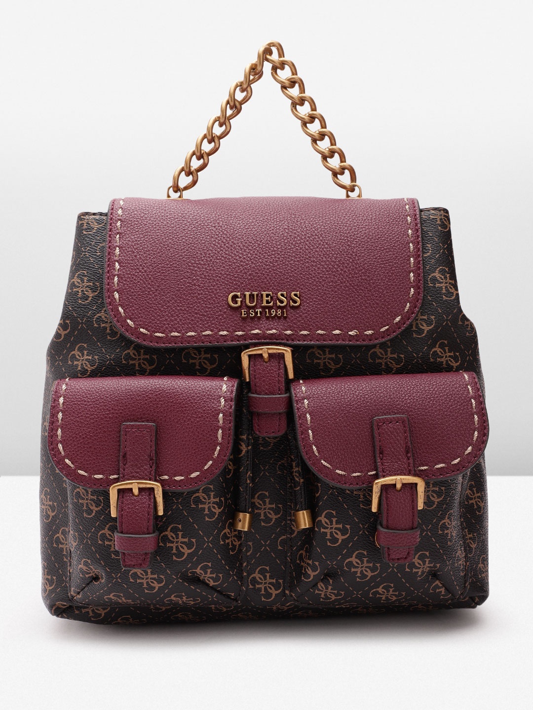 

GUESS Women Brand Logo Printed Backpacks, Brown
