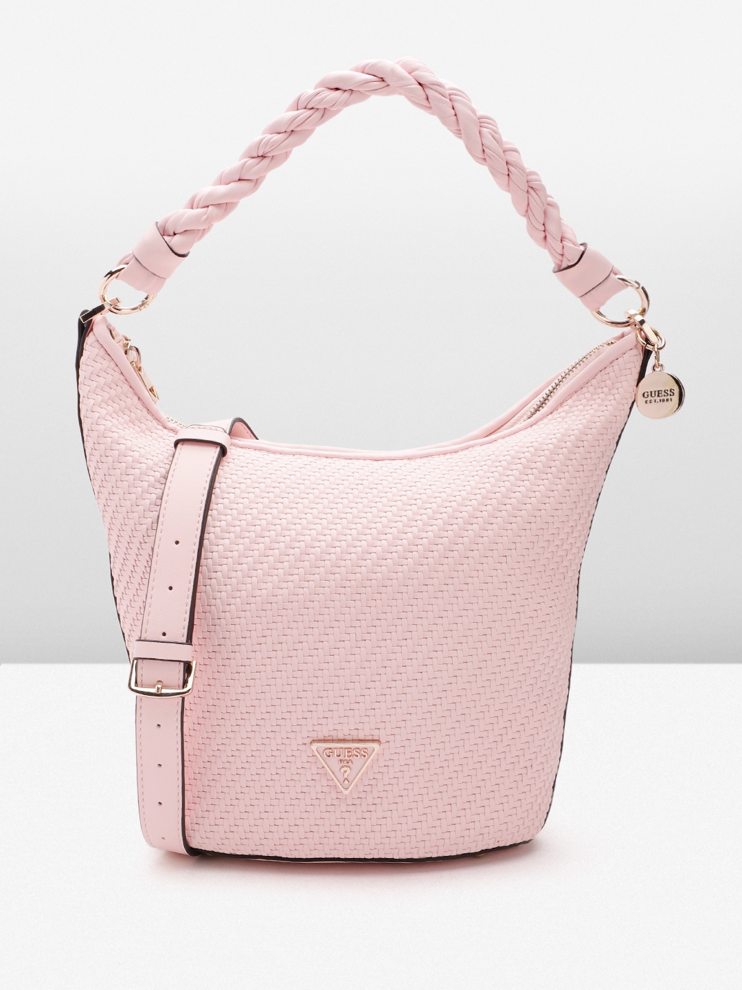 

GUESS Basket Weave Shoulder Bag, Pink