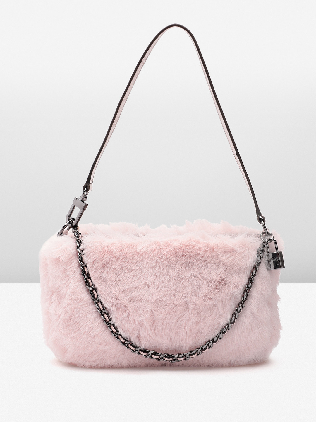 

GUESS Shoulder Bag with Faux Fur Detail, Pink