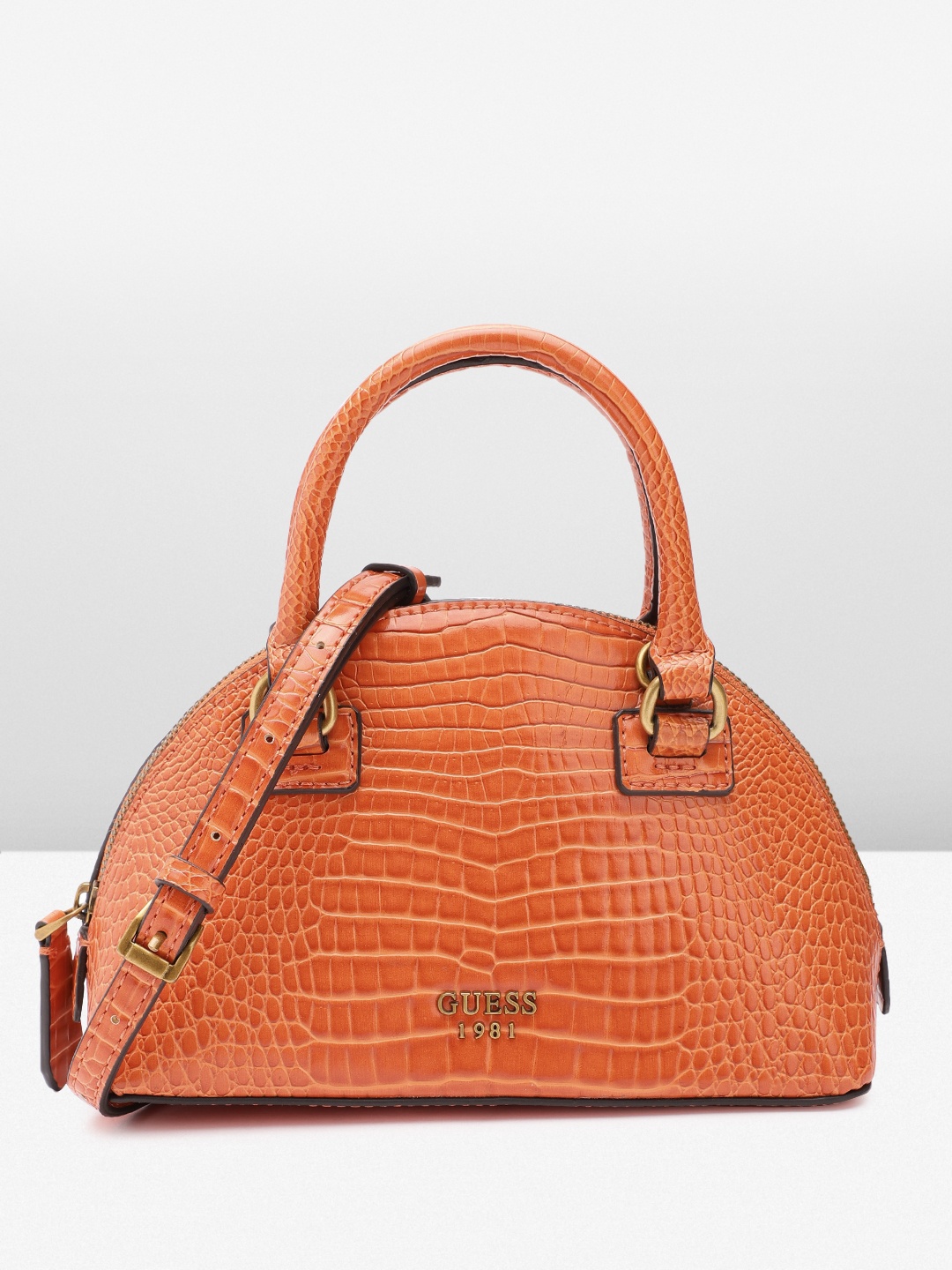 

GUESS Croc Textured Handheld Bag, Orange