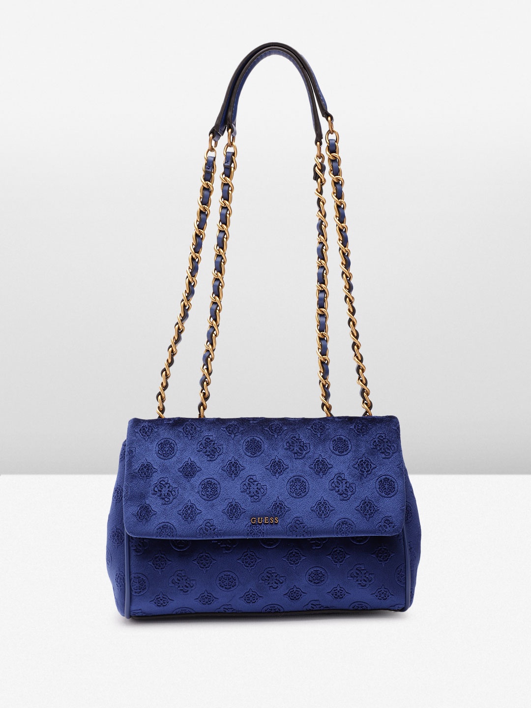 

GUESS Women Textured Structured Sling Bag, Navy blue