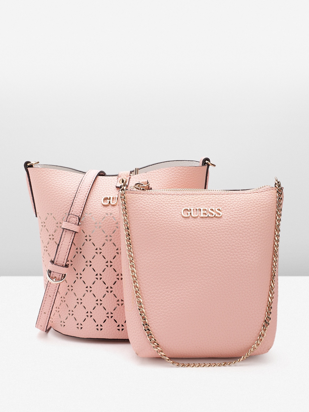 

GUESS Women Pack Of Structured Sling & Shoulder Bags, Peach