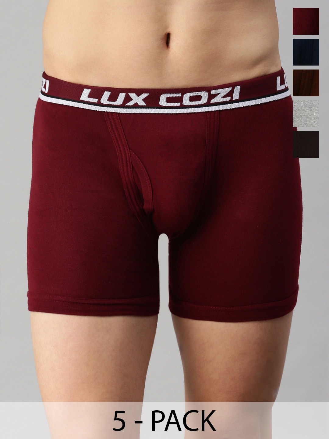 

Lux Cozi Pack Of 5 Assorted Skin-friendly Label Free Comfort Long Cotton Trunk