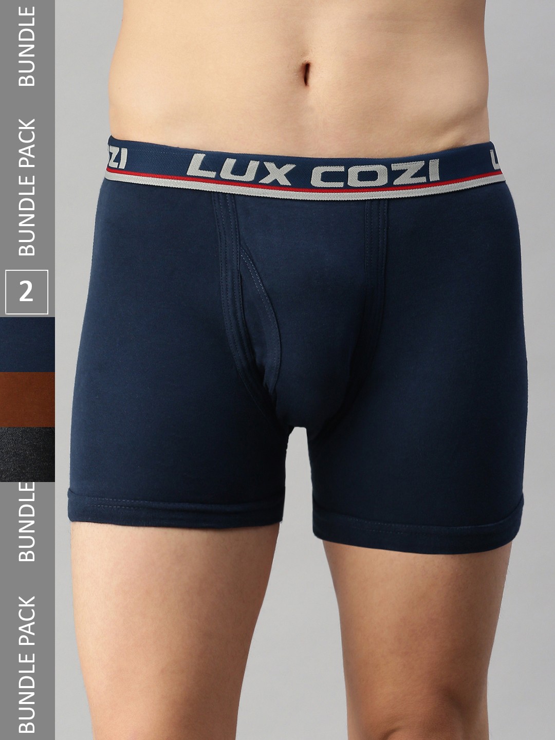 

Lux Cozi Men Pack Of 3 Skin-Friendly Label Free Comfort Long Cotton Trunk, Charcoal