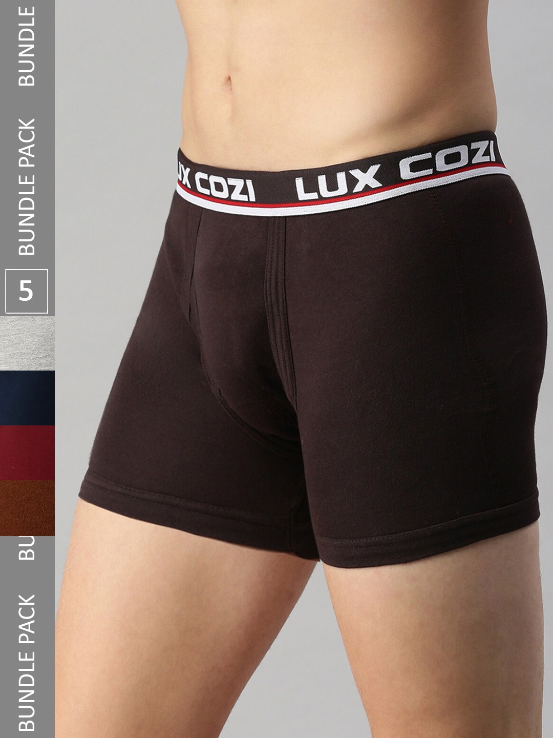

Lux Cozi Men Pack Of 5 Assorted Skin-friendly Label Free Comfort Long Cotton Trunk
