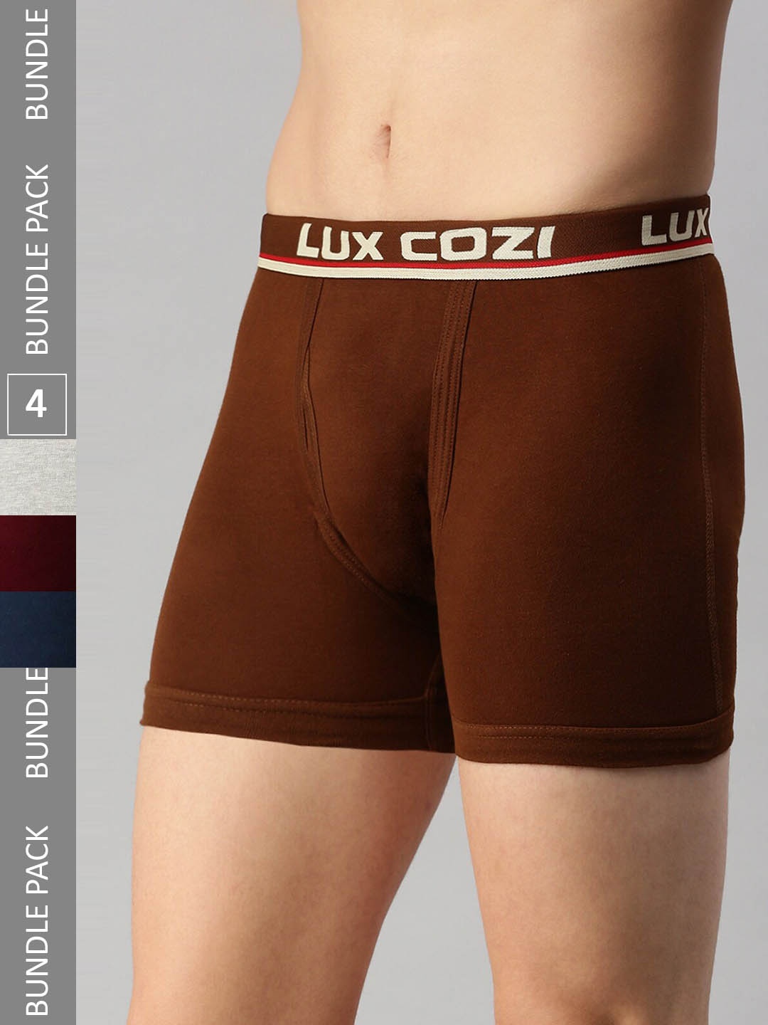 

Lux Cozi Men Pack Of 4 Assorted Skin-friendly Label free comfort Long Cotton Trunk