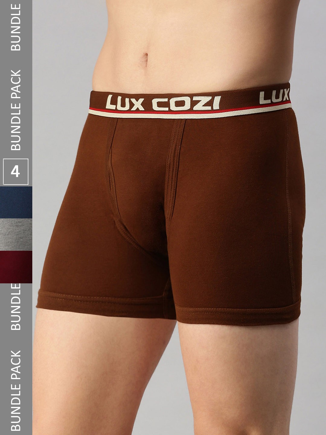 

Lux Cozi Men Pack Of 4 Assorted Skin-friendly Label Free Comfort Long Cotton Trunk