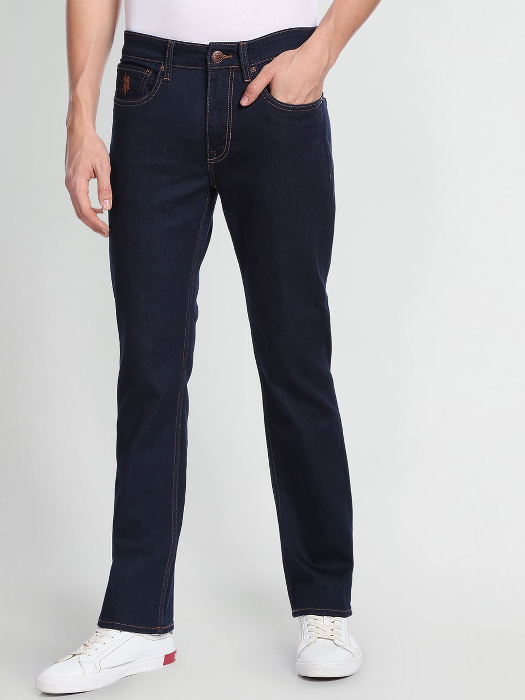 

U.S. Polo Assn. Denim Co. Men Harold Slim Straight Fit Cotton Jeans, Blue