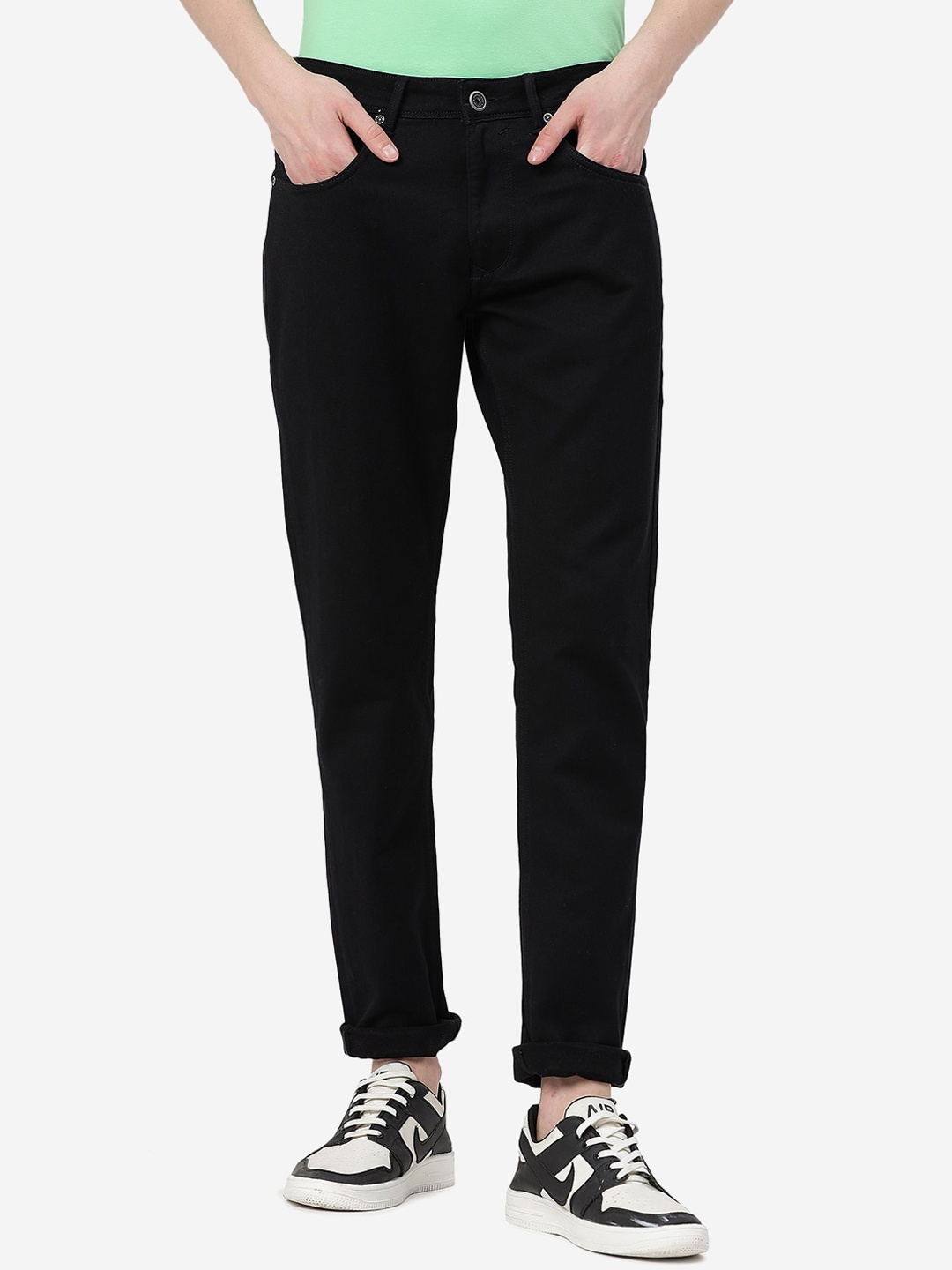 

JADE BLUE Men Mid-Rise Straight Fit Stretchable No Fade Jeans, Black