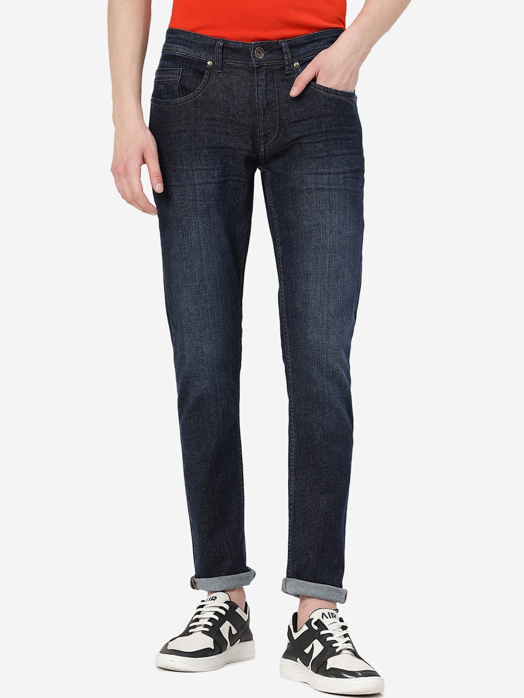 

JADE BLUE Men Mid-Rise Slim Fit Light Fade Stretchable Jeans