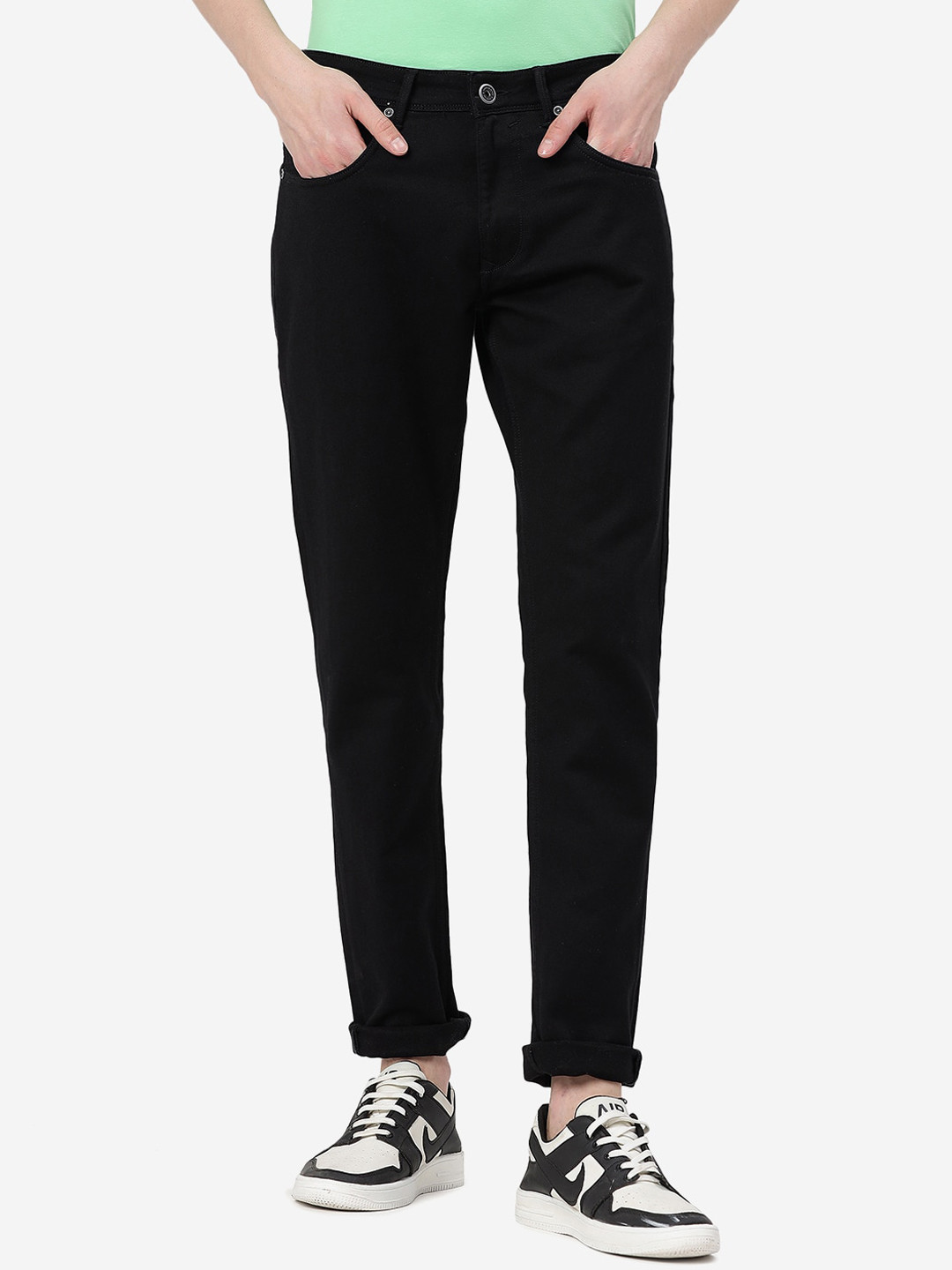 

JADE BLUE Men Mid-Rise Straight Fit No Fade Stretchable Jeans, Black